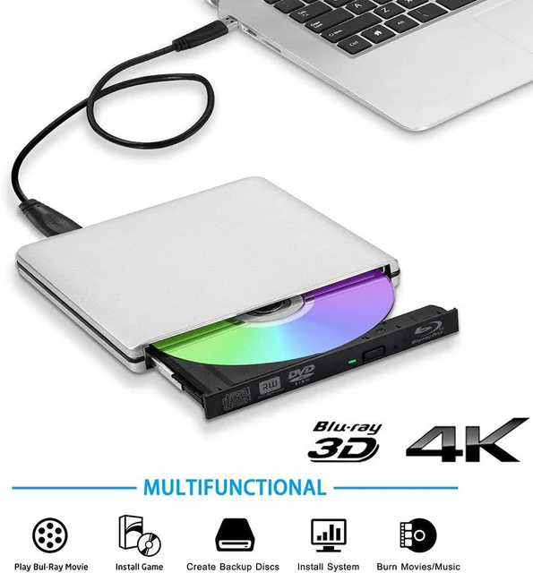 Ультратонкий Внешний Оптический привод 4K Blu-Ray горелка usb DVD плееры 3D Blu-Ray устройство для чтения CD/DVD 3