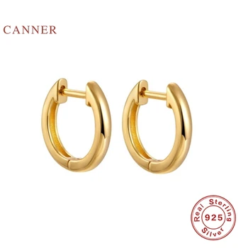 

CANNER Ins Geometric Circle Earrings For Women 100% Real 925 Sterling Silver Earrings Hoops Korean Fine Jewelry Pendientes