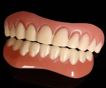 1 conjunto superior e baixo branco conjunto de dentes simulação de silicone na linha dentaduras conjunto folheados flex dentadura perfeito ajuste ferramentas pasta