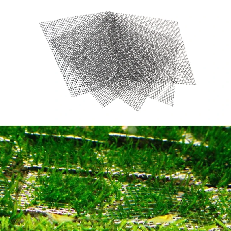 

Aquarium Fish Tank Stainless Steel Wire Mesh Pad Plants Moss Net Decor 8x8cm New