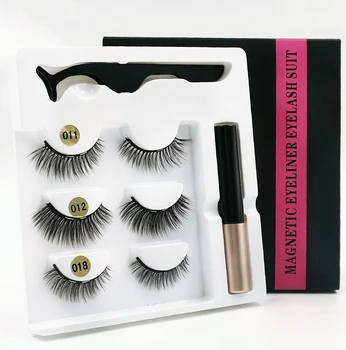 

3 Pairs Magnetic Eyelash set Magnet Liquid Eyeliner & Magnetic Lashes and Tweezer Set Beauty Makeup lashes Extension