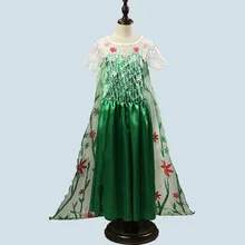 Рождественское платье Эльзы для девочек, платье Анны, Снежная королева, карнавальный костюм Эльзы, зеленое платье феи для девочек, Fantasia Elza Infantil