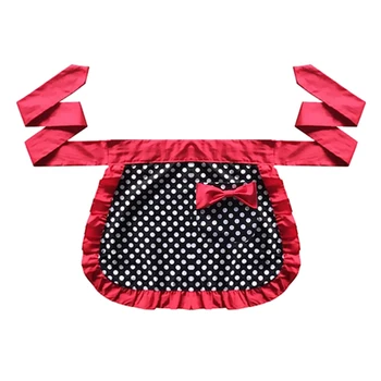 

Cotton Waist Serving Apron 1 Pocket Bistro Dot Half Aprons for Woman Girl