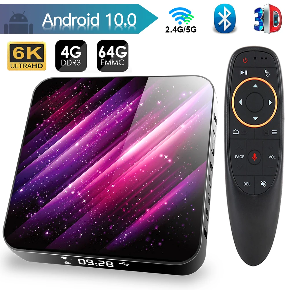 ТВ приставка Android 10 4 + 32/64 ГБ 6K H.265 2 4/5 ГГц Wi Fi Bluetooth|ТВ-приставки и медиаплееры| |
