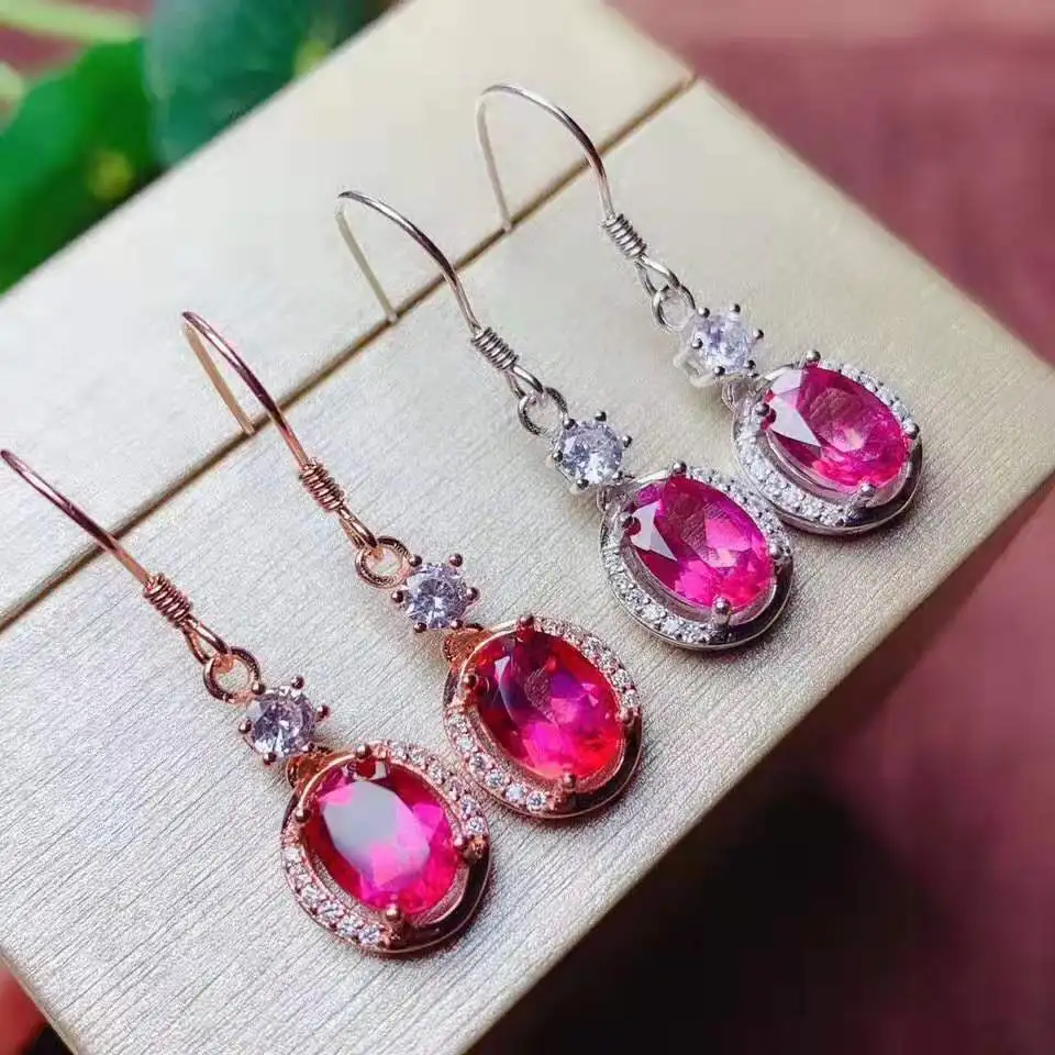 Platinum earring Порошок топаз S925 Кольцо Серьги Кулон ожерелье набор модный бутик подходит для женщин - Цвет камня: Platinum earring