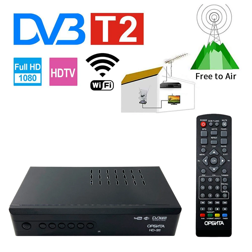FTA DVB-T2/DVB-C цифровой ТВ-приемник для России H.264 Youtube Full HD ТВ-тюнер DVB T2 Wifi приемник TDT