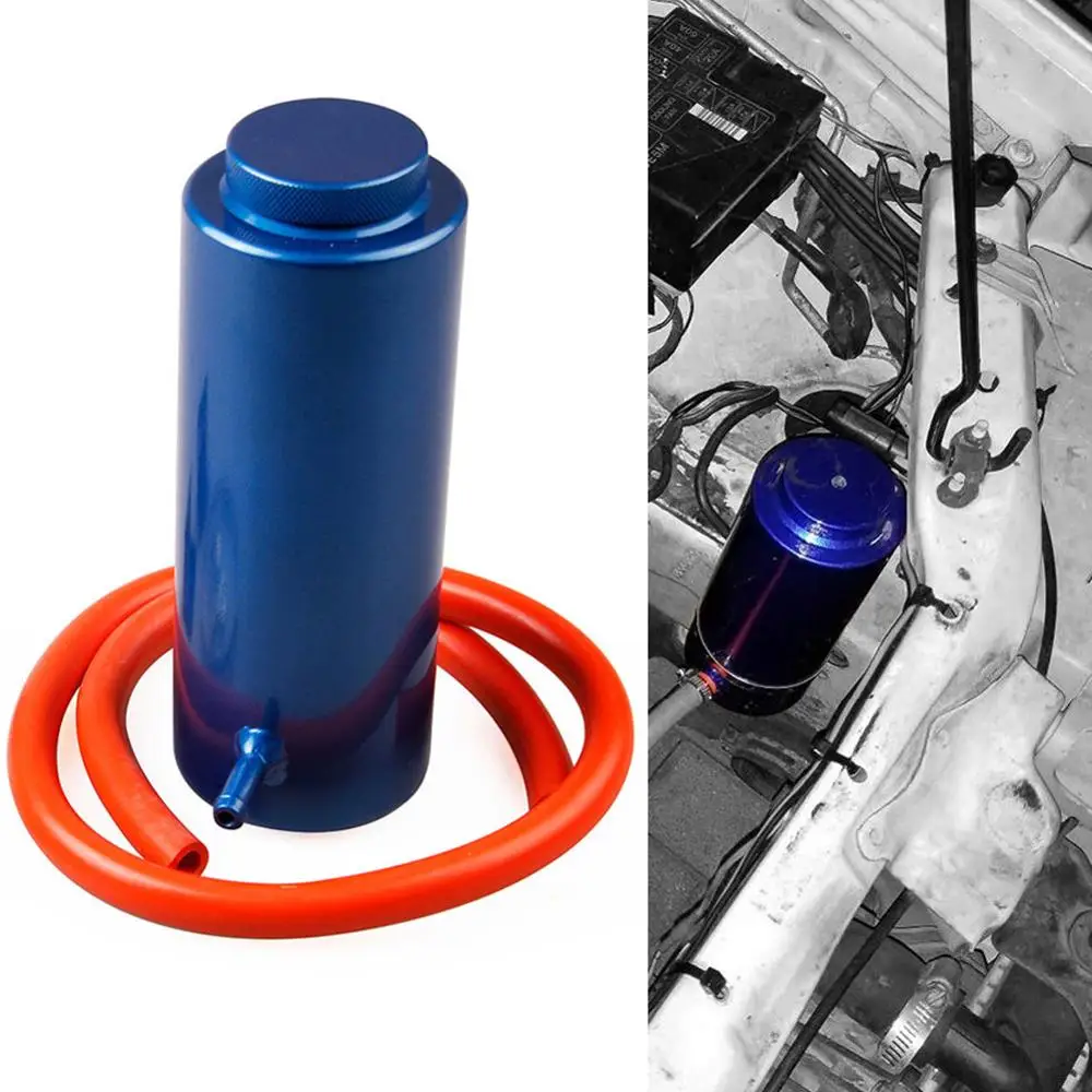 RASNONE Universal car Radiator Coolant Tank 800ml Coolant Expansion Tank Overflow Oil Catch Tank Cooling Catch Bottle Reservoir Aluminum Billet Silver