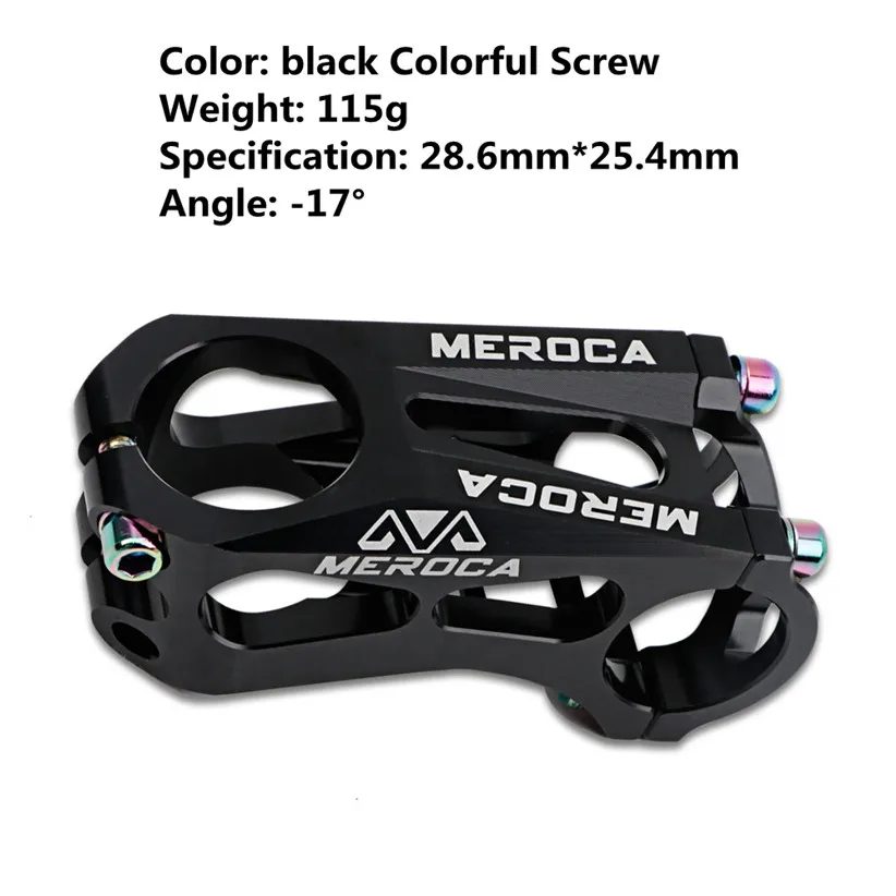 black Colorful screw Ультра-светильник с ЧПУ MEROCA отрицательный 17 градусов 60 мм велосипедная вынос детский балансировочный велосипед направляющий велосипедный конверсия стебель модифицированный к/с - Цвет: black Colorful screw