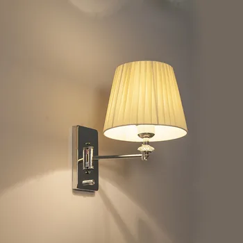 

Contracted LED wall lamp silver bedroom the head of a bed lamp dimming hotel wall lamp switch, rocker arm scalable