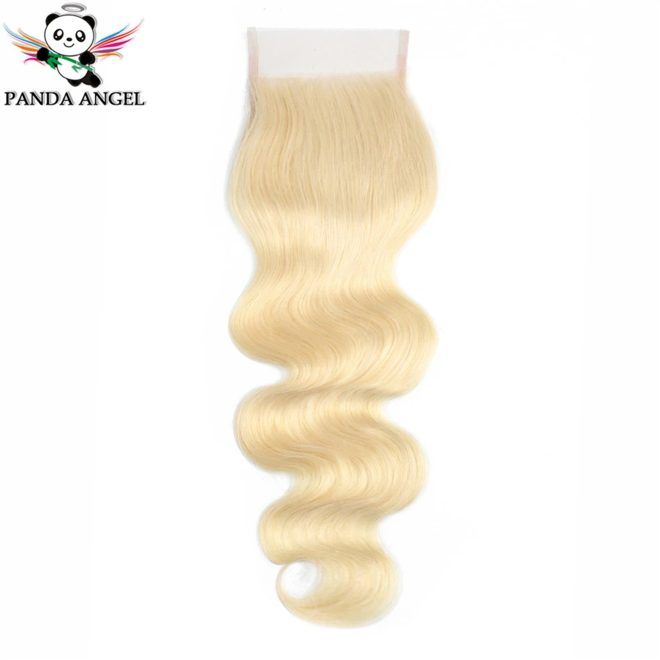 Panda Body Wave 613 Honey Blonde Straight 4 Bundles With Lace Closure Human Hair For Women Remy Hair Weave Bundles With Closure