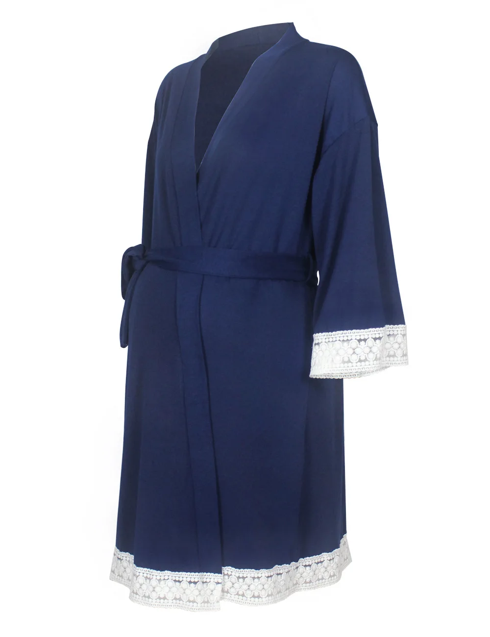 Maternity Robe Nightwear Lace Trim Half Sleeve Nightgown Sleepwear Breastfeeding Pajamas Pregnancy Labor Delivery Nursing Pijama (19)