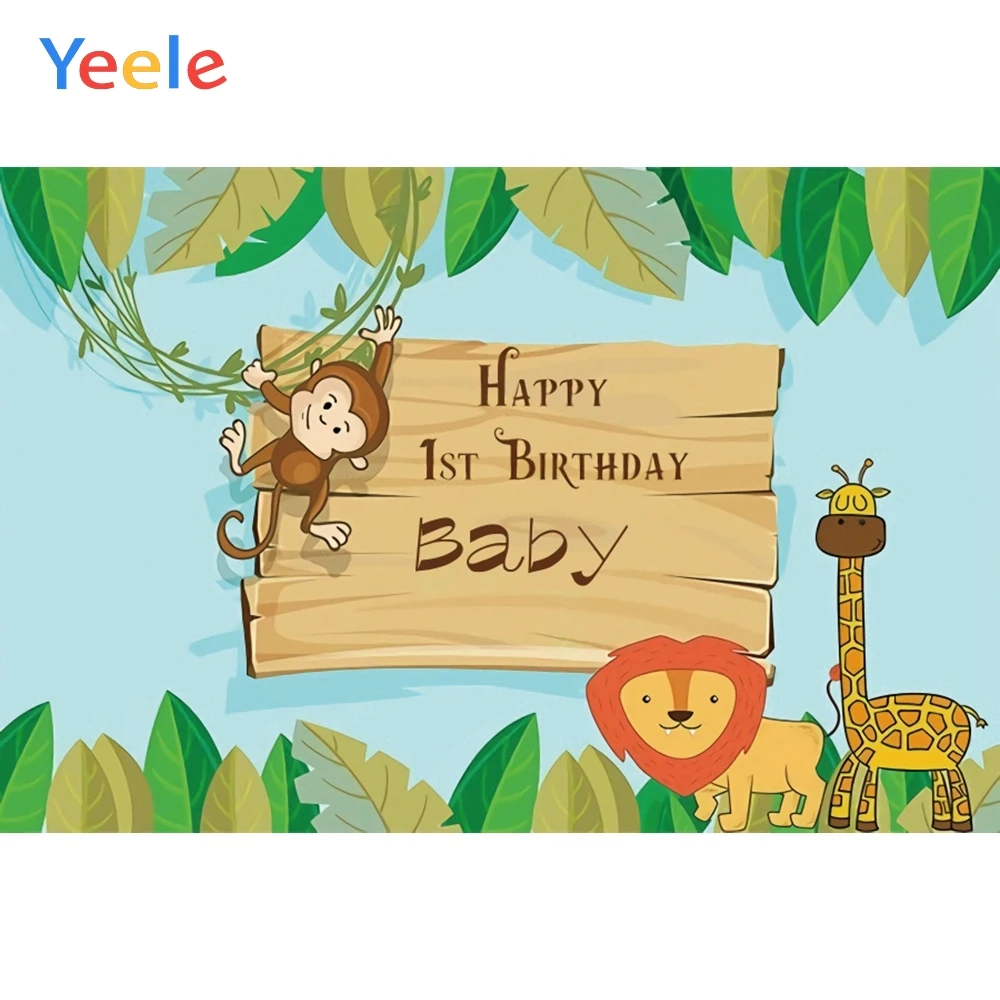 

Yeele Baby Shower Party Jungle Animals Leaves Children Birthday Photo Backgrounds Customized Photographic Backdrops Photo Studio
