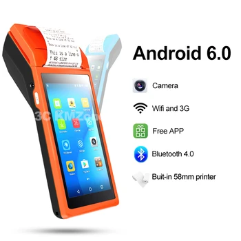 

PDA Handheld Terminal 5.5 inch touch screen tablet Wireless portable android bluetooth 58mm thermal receipt printer android