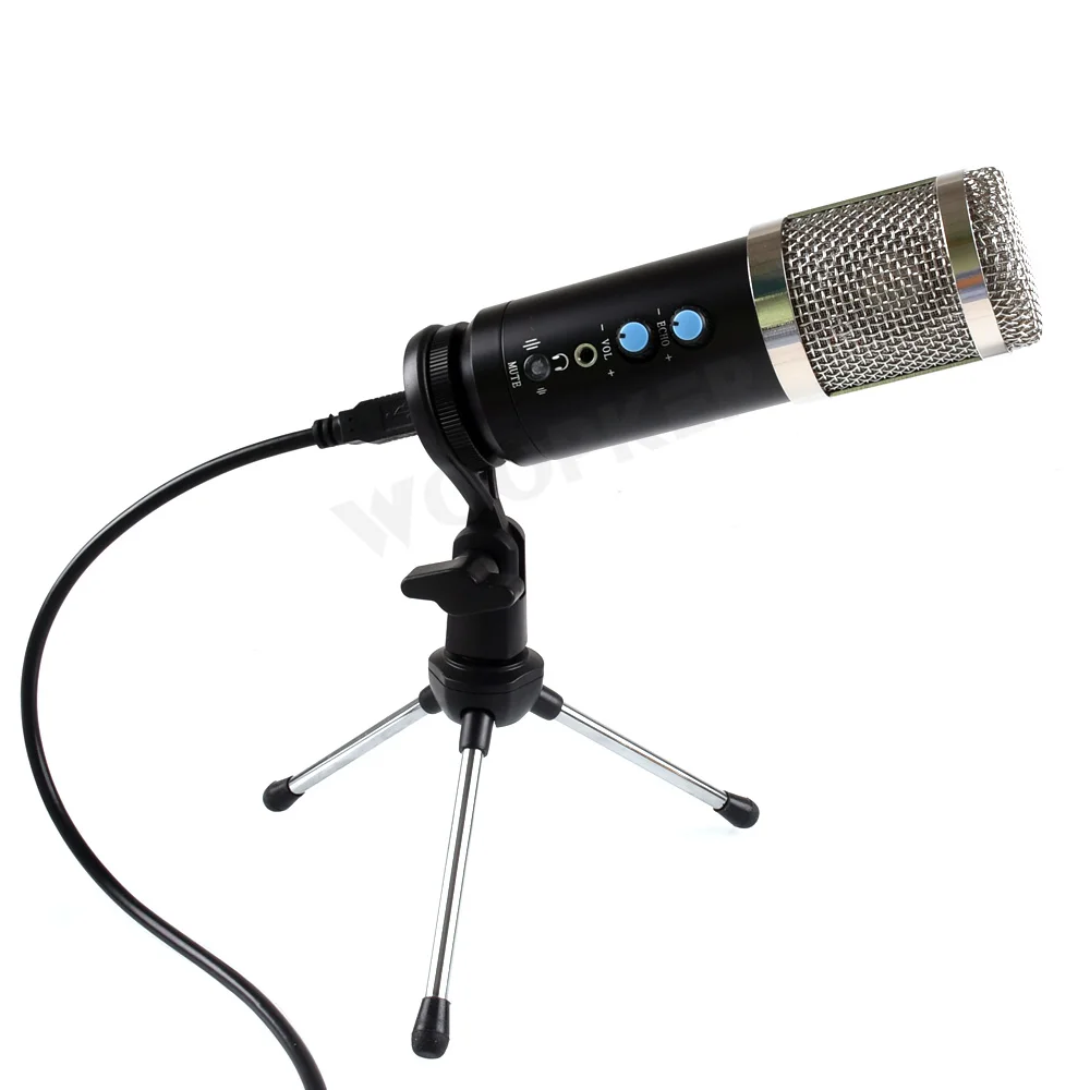 Microfono a condensatore per computer con treppiede, microfono USB per studio karaoke per kit di registrazione di giochi su YouTube_voghion.com