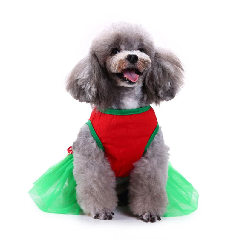 Princess Clothes Apparel dress for dogs New arrival Pet Dog bow point Gauze Tutu Dress Skirt Puppy Cat red green dog costume hot | Дом и сад