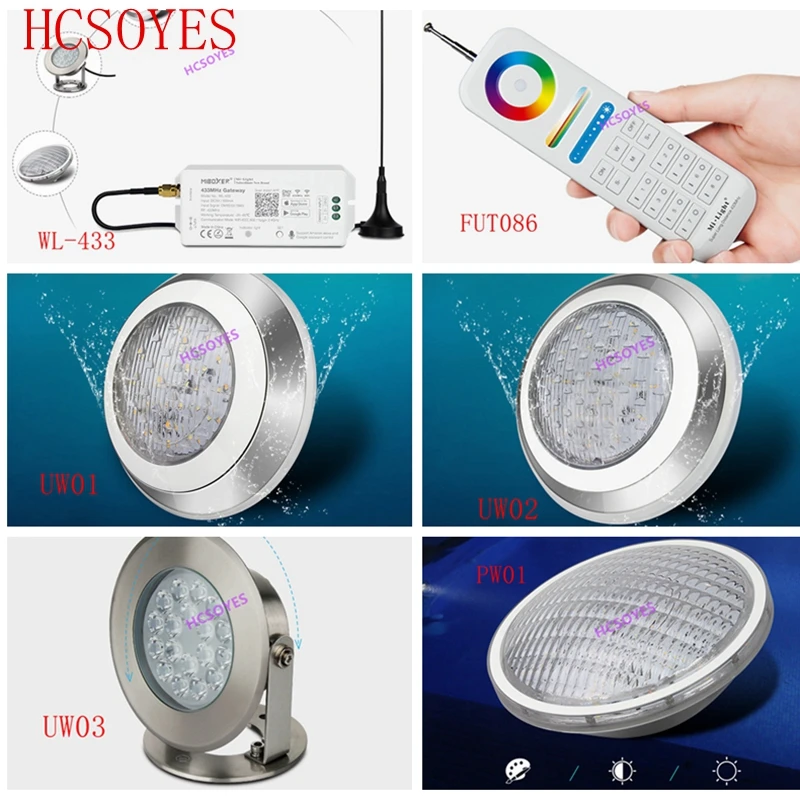 Milight FUT086/WL 433/UW01/UW02/UW03/PW01 IP68 подводная 9 Вт/15 Вт/27 Вт RGB + CCT настенная лампа 27 PAR56