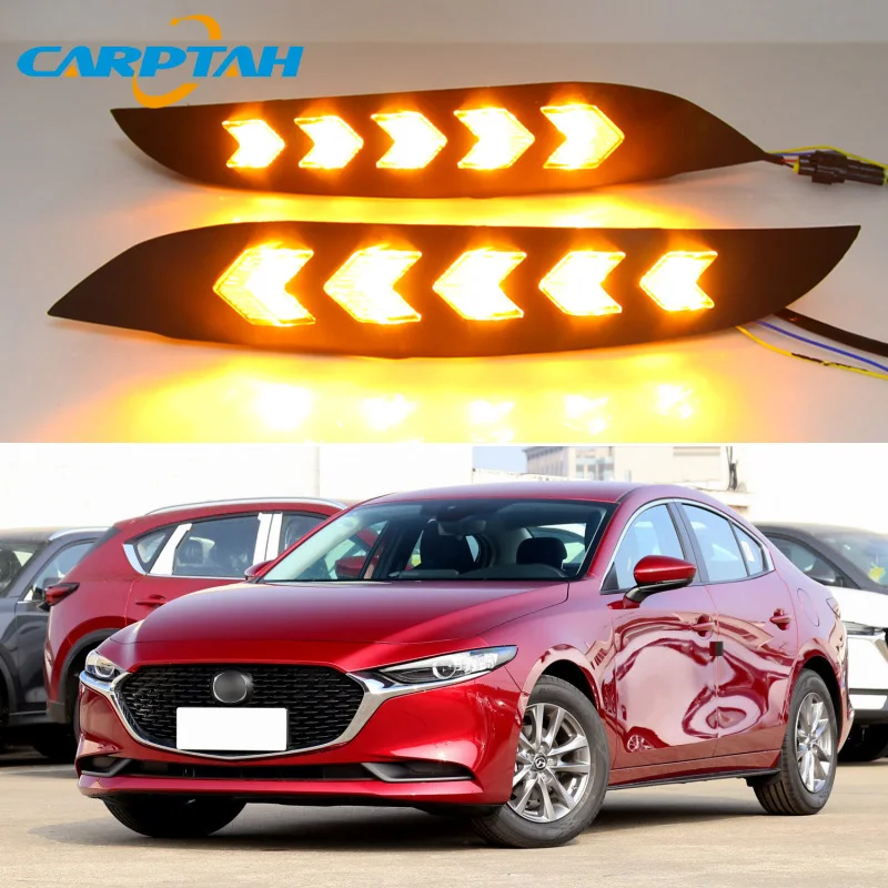 Для Mazda 3 Axela Светодиодный дневной светильник Водонепроницаемый желтый индикатор сигнала поворота светильник 12V задний бампер противотуманный фонарь светодиодный дневные ходовые огни