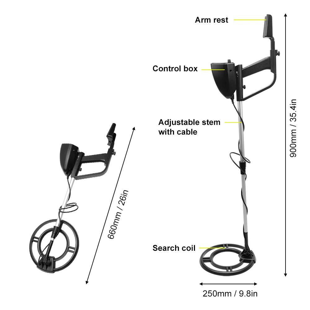 Профессиональный металлоискатель Undergroud, монета, Охотник за сокровищами, золотоискатель, портативный ручной детектор, длина, регулировка