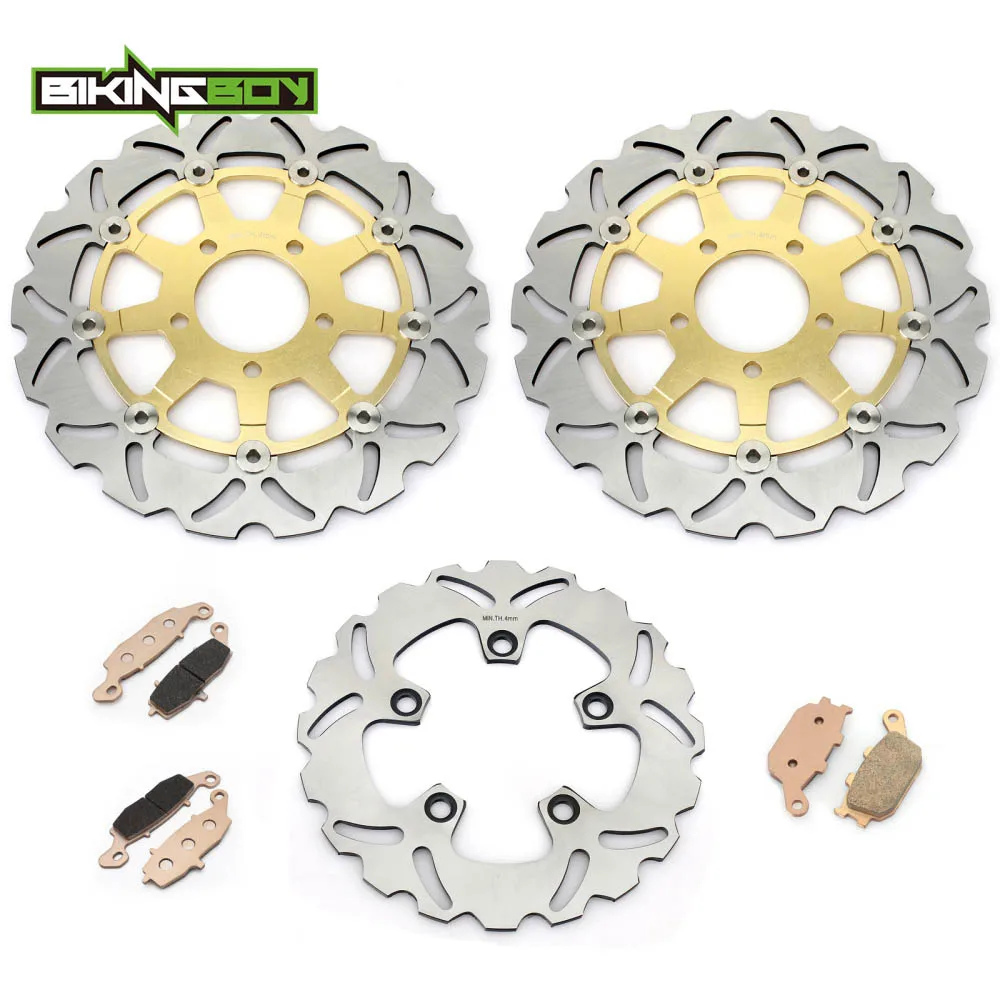 BIKINGBOY для SUZUKI SV650S K3 K4 K5 K6 K7 K8 K9 2003-2012 SV 650 03-10 волнистые/круглый спереди и сзади тормозные диски роторы колодки - Цвет: Wavy Gold