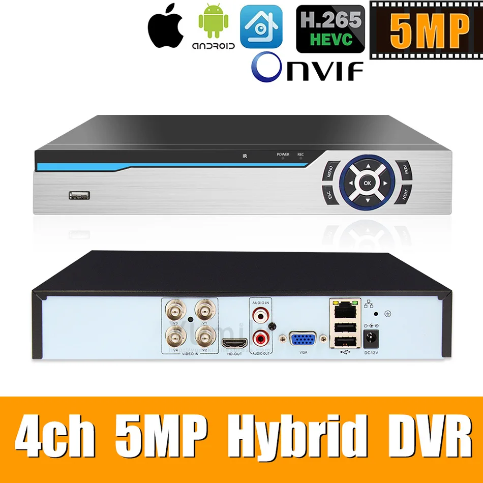6 в 1 H.265+ 4ch AHD видео Гибридный рекордер для 5MP/4MP/3MP/1080 P/720 P камеры Xmeye Onvif P2P CCTV DVR AHD DVR Поддержка USB wifi