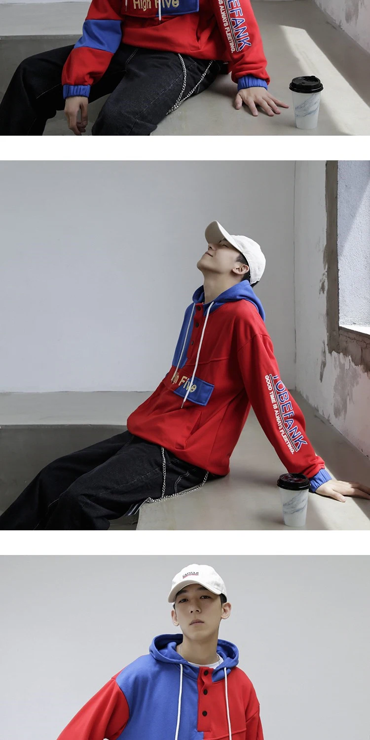 2019 осенне-зимняя мужская новая Толстовка Оверсайз на замке с буквенным принтом толстовки с капюшоном свободные мужские футболки тренд