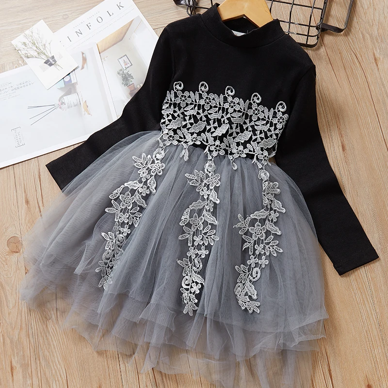 Mayfair Cabin/осенняя одежда для девочек; свадебное кружевное платье в горошек; платье принцессы; детское элегантное платье из тюля для девочек; платье с цветочным узором для девочек - Цвет: AX1128