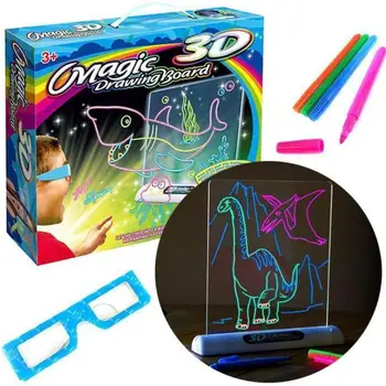 

Portable Writing Tablet Magic Pad Deluxe Light Up LED 3D Drawing Tablet Writing Board Notepad For Kids Toys Christmas Gifts