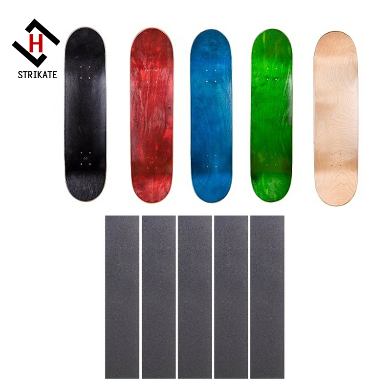 LOT of 5 Cal 7 Ply Russian Blank Maple Skateboard Decks Multi Colors 8" with Grip Tape Set ( 5