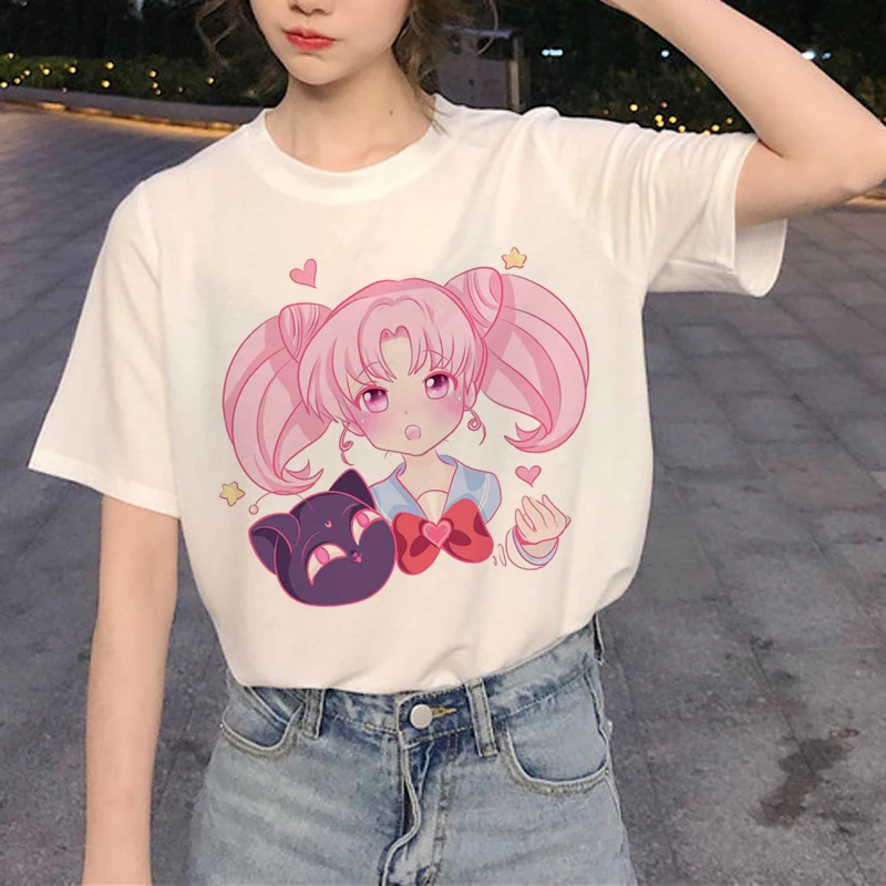 Сейлор Мун Harajuku Ullzang Футболка женская Kawaii Эстетическая футболка 90s Графический корейский стиль футболка Забавный Аниме Топ Тройники женские - Цвет: 5088