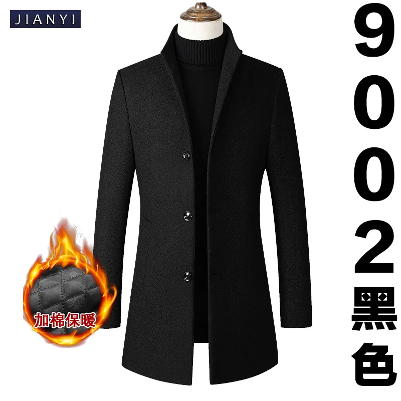 Thick black Мужской плащ, весна, новая мода, Повседневный, стоячий, длинный Тренч, куртка, стимпанк, мужской костюм - Color: Thick black