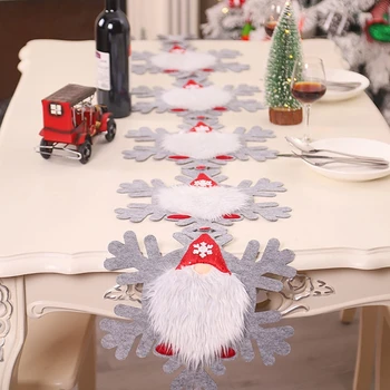 

Christmas Snowflake Swedish Gnome Table Runner Tablecloth Placemat Decorations
