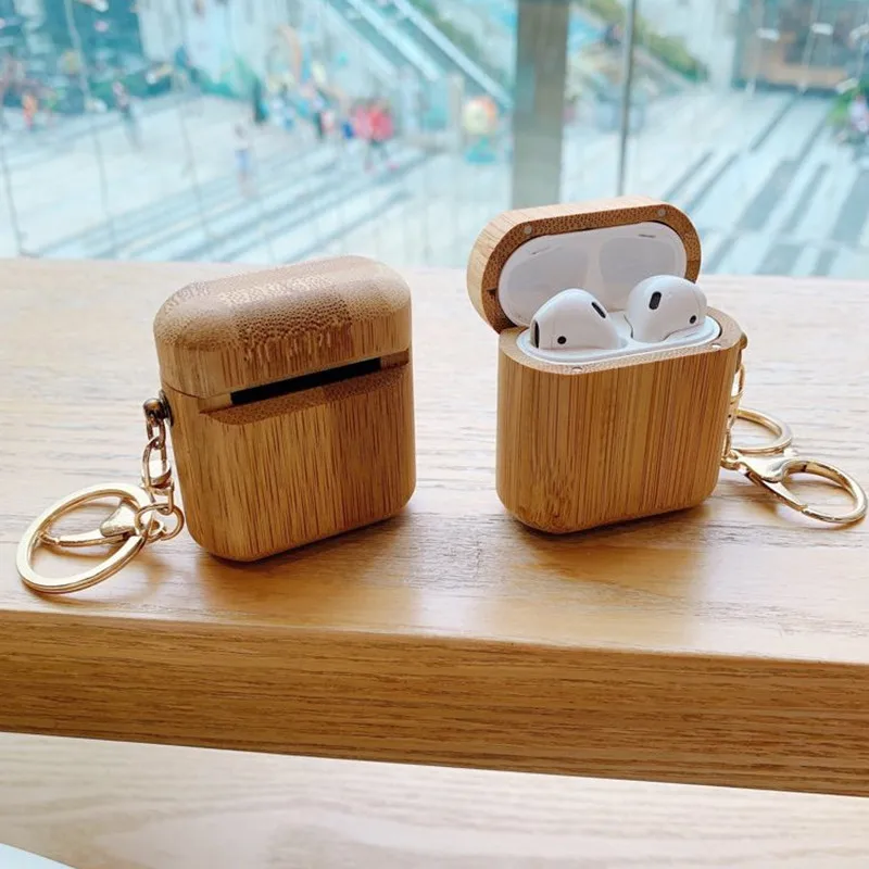 Модные бамбуковые беспроводные bluetooth-наушники из цельного дерева, противоударный жесткий чехол для Apple Airpods 1 2, чехол для наушников
