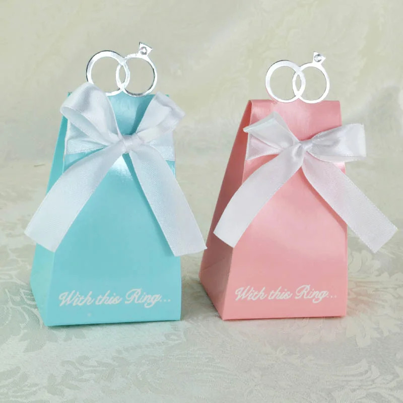 5 шт розовые синие подарочные коробки для вечеринок с ленточка на свадебные