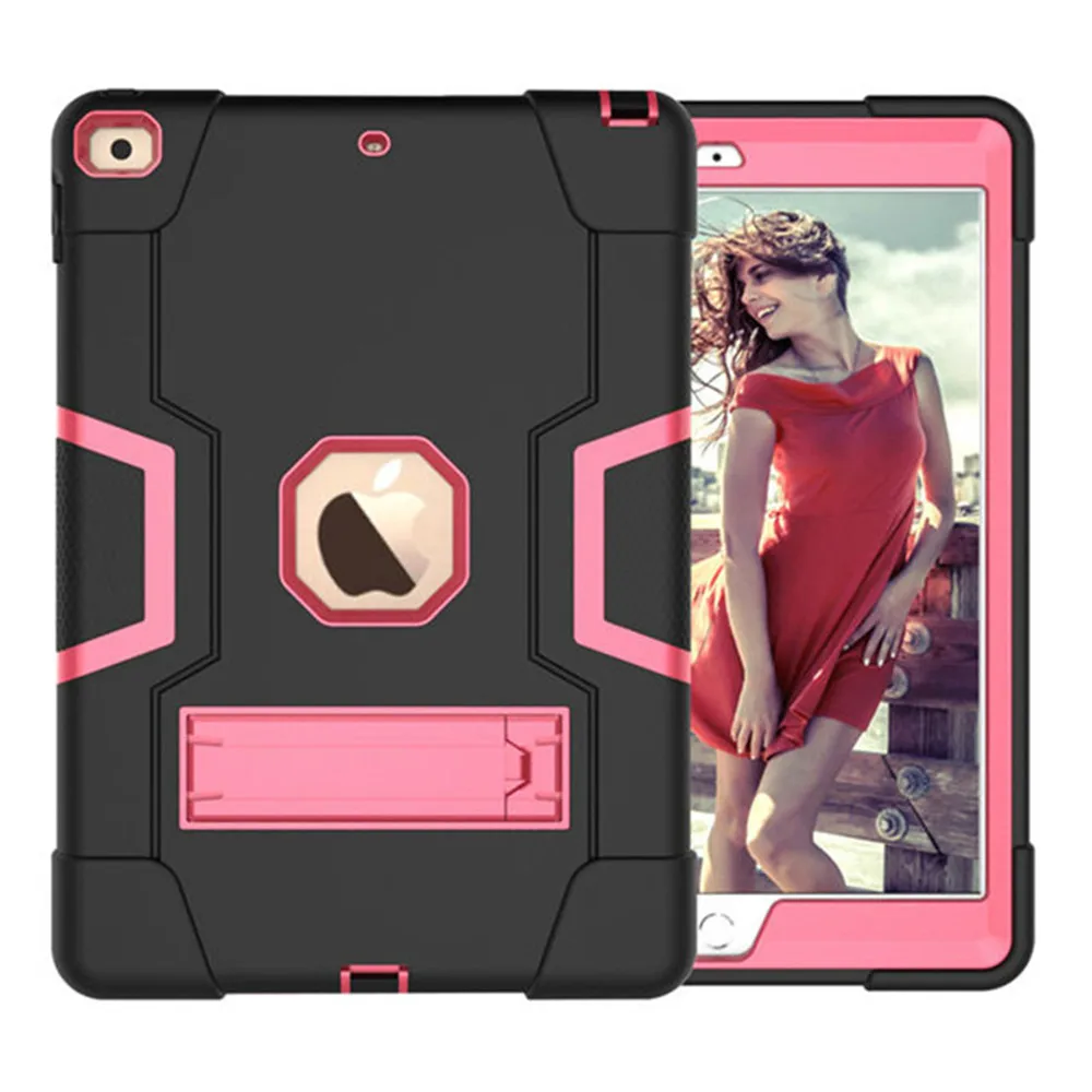 Black RoseRed Чехол для iPad 10," противоударный детский безопасный ПК силиконовый гибридный чехол с подставкой для iPad 10,2 чехол A2200 A2198 A2197+ ручка - Цвет: Black RoseRed