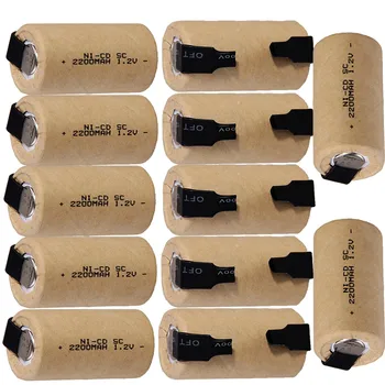 

12 pcs SC 2200mah 1.2v battery for electric screwdrivers NICD rechargeable batteries for electric drills 4.25cm*2.2cm