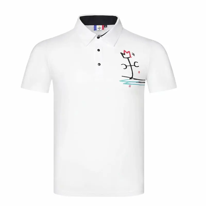 Мужская спортивная футболка с коротким рукавом для гольфа, 4 цвета, одежда для гольфа, S-XXL на выбор, рубашка для гольфа для отдыха - Цвет: Белый