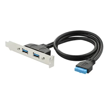 

Rear Female Motherboard Computer To 20Pin Bracket Baffle Cable Copper Wire Screw Mount PCI For PC Header Panel Dual USB 3.0