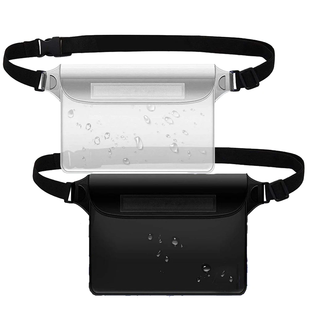 

2 Pcs Translucent PVC Waterproof Adjustable Straps Touch Screen Mobile Phone Swimming Waist Bag Sealer Water Sports Boating