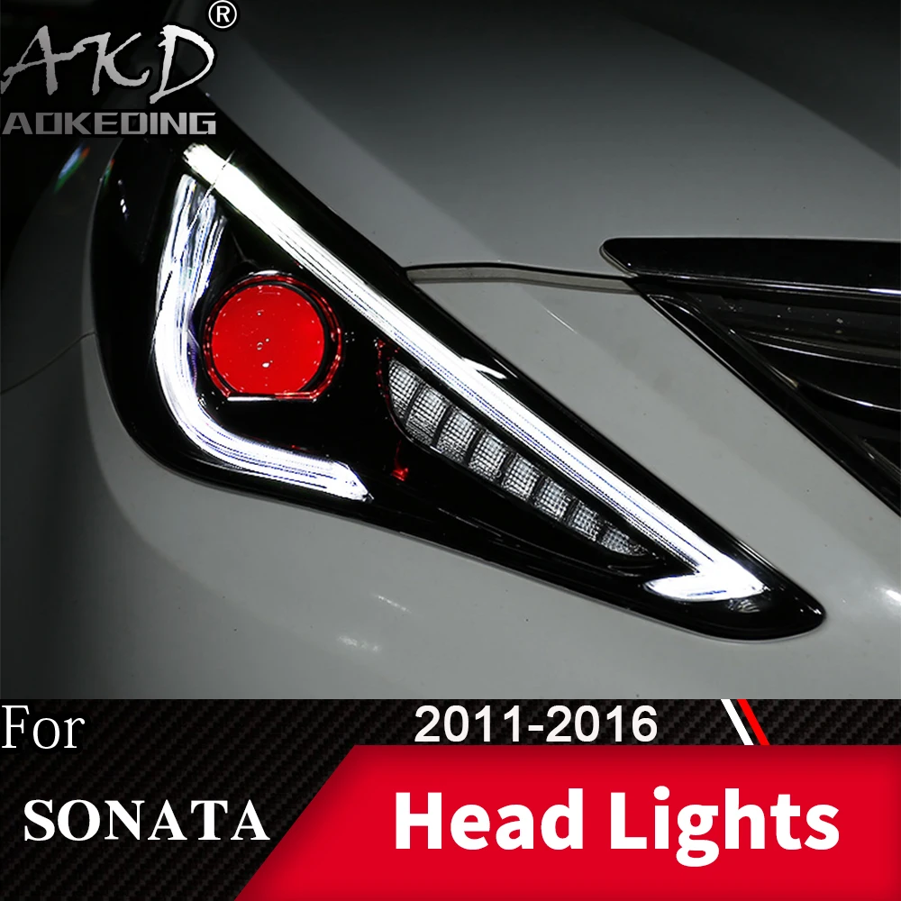 Head Lamp For Hyundai Sonata 8 2011-2016 MK8 Headlights Fog Lights Day Running Light DRL H7 LED Bi Xenon Bulb Car Accessory | Автомобили и