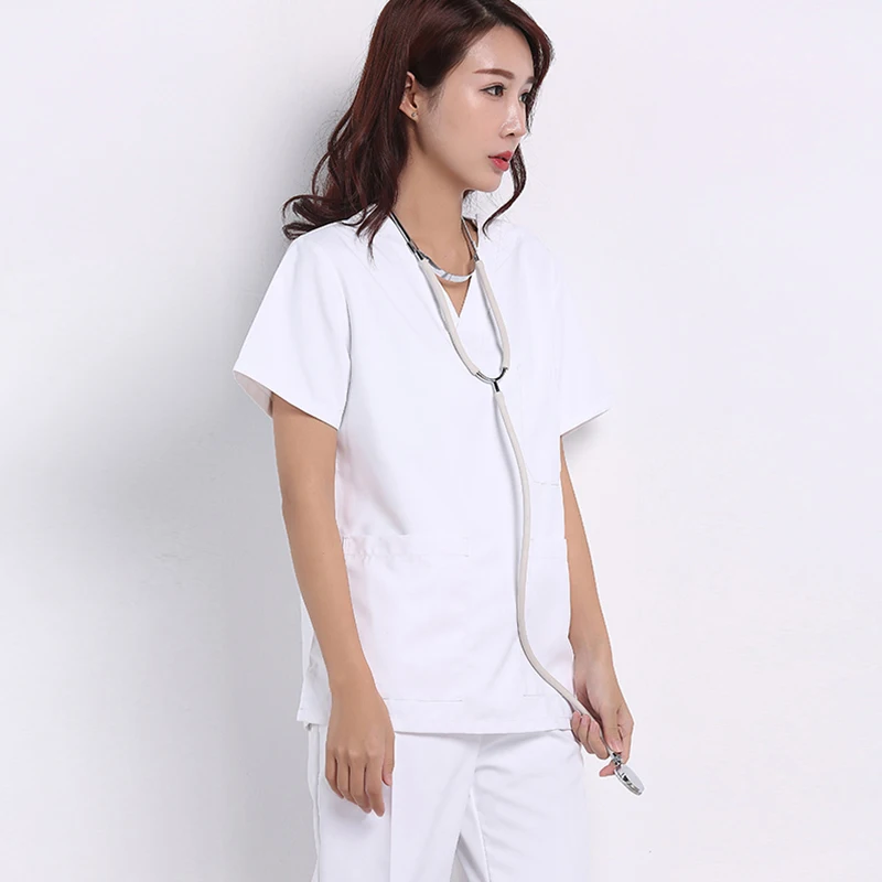 viaoli Cotton Medical Clothing Surgery cloths Medical Scrubs Dental Nursing Uniform Surgical Gown Shirts for Women Men just top