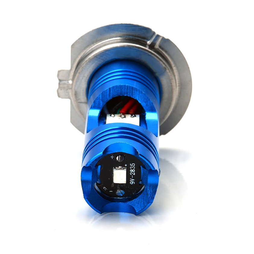 Plug and play H7 светодиодный фара мотоцикла hi/ближнего света все-в-одном лампа H4/H6/BA20D 2 кристалла по бокам светодиодный с синий светодиодный на верхней части