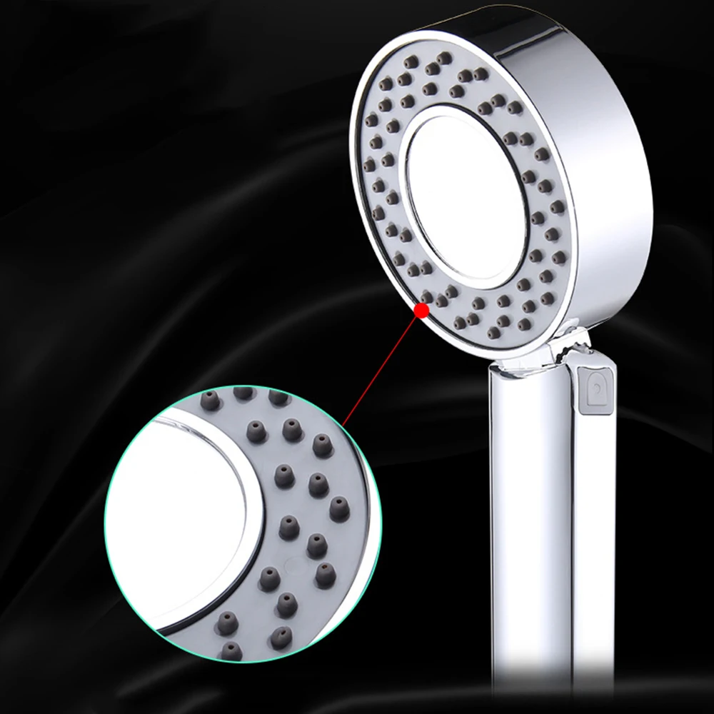Двухсторонняя ручная насадка для душа водосберегающая круглая ABS хром бустер для ванной Душ высокого давления ручной душ