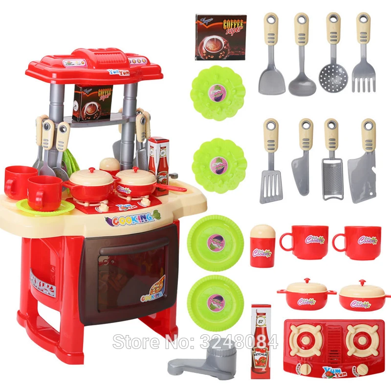 New 2 Types 1 Set Kids Kitchen Set Children Toy Beauty Cooking Pretend Play Toys With Light Sound Funny Toys For Child Pretend Play Toys Play Toykids Kitchen Set Aliexpress