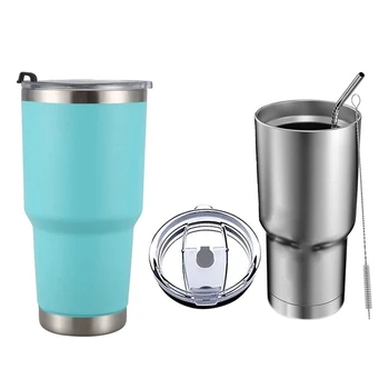 

1Pcs 30Oz Stainless Steel Coffee Mug Cup Insulated Tumbler & 1Pcs Stainless Steel Tumbler Cup with Lid Straw 30 Oz