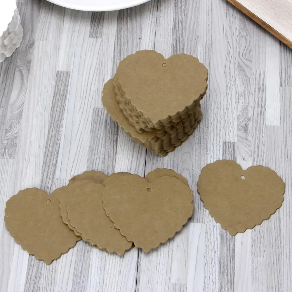 Крафт бумага ценник 100 шт в форме сердца ручной работы картон DIY карты ювелирные