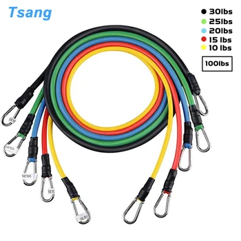 

11 Pcs/Set Latex Resistance Bands Set Training Exercise Yoga Tubes Pull Rope Exercise Stretch Fitness Home Set for Gym Equipment