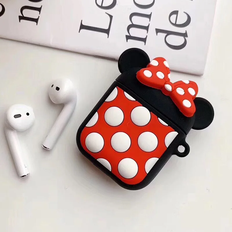 3D мультфильм беспроводной Bluetooth наушники чехол для Apple AirPods силиконовые зарядки наушники Чехлы для Airpods защитный чехол - Цвет: Minnie2