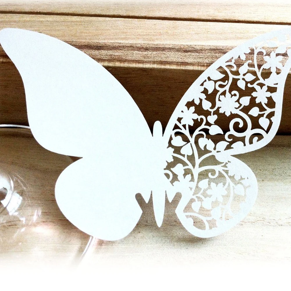 10 шт. бабочки полые чашки карты свадебные лазерные сиденья вставки настенные