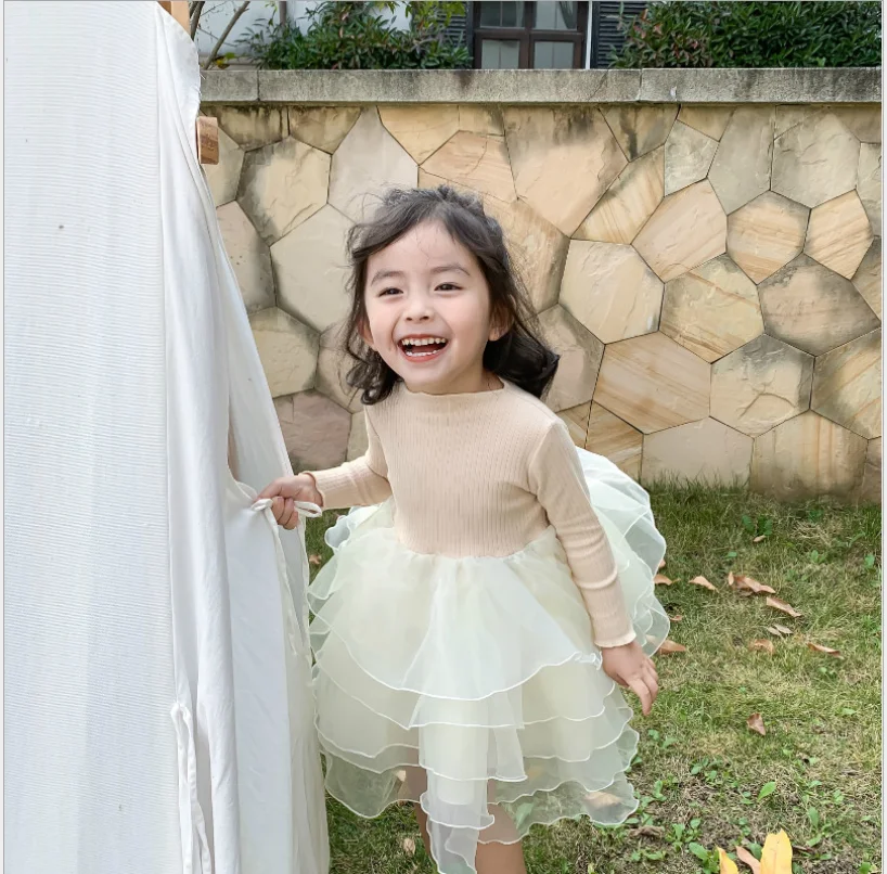 Новое Стильное лоскутное платье принцессы для девочек, модные весенние платья для маленьких девочек, детская одежда, От 1 до 6 лет