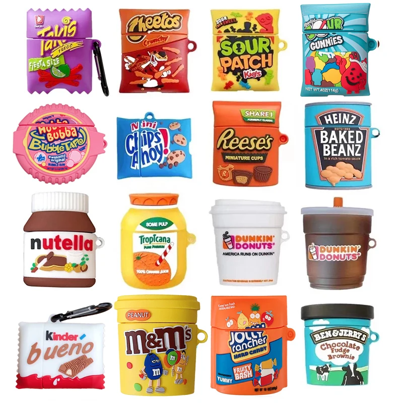3D Luxury Earphone Case For AirPods 1 2 3 Pro sweet sugar chocolate Potato Chips soft silicone Wireless Headset bluetooth case